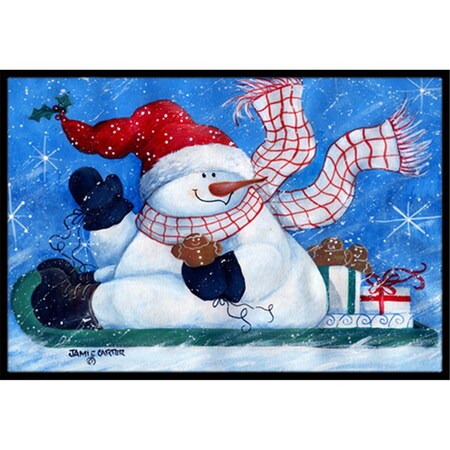 Carolines Treasures Come Ride With Me Snowman Indoor and Outdoor Mat- 18 x 27 in. PJC1078MAT
